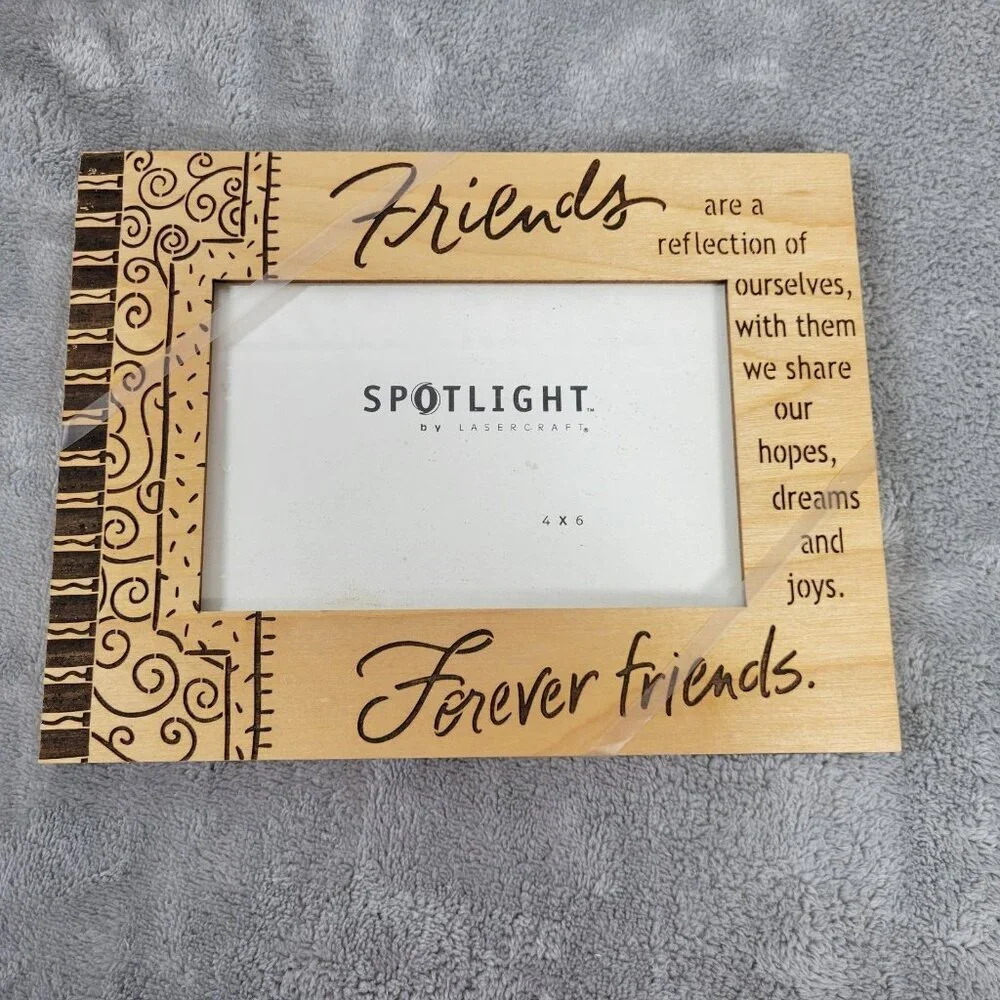 Lasercraft Friends Forever Picture Frame 4x6 Rustic Wood Reflection Photo S23E